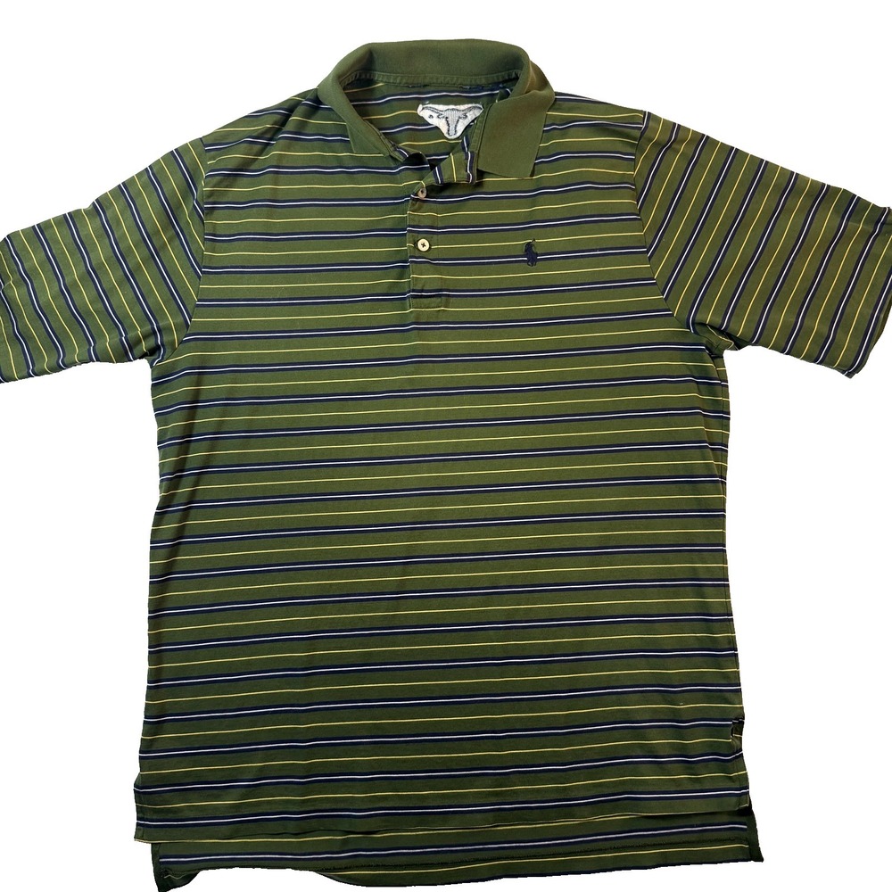 Polo Ralph Lauren Texas Longhorns Polo Shirt XL Green‎ Striped Y2K Golf Preppy